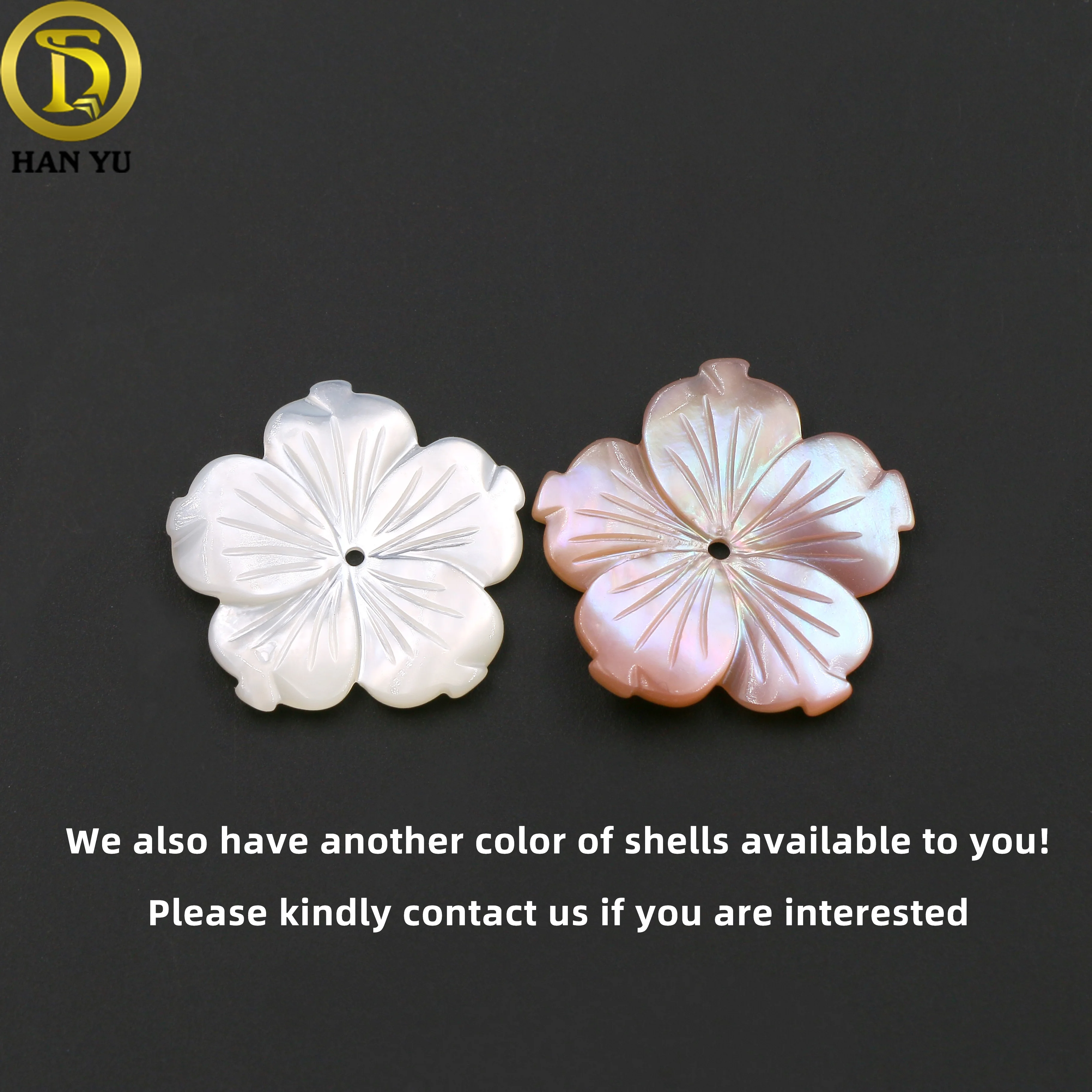 Natural Pink Shell Mother Of Pearl Hand Carved Flower Shape Shell Beads