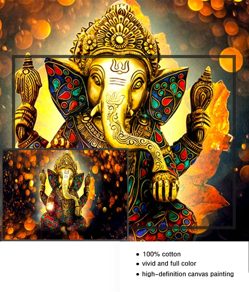 Modern 5-Piece HD Printed Canvas Art Sofa Backdrop Frameless Hindu God Wall Decoration Painting