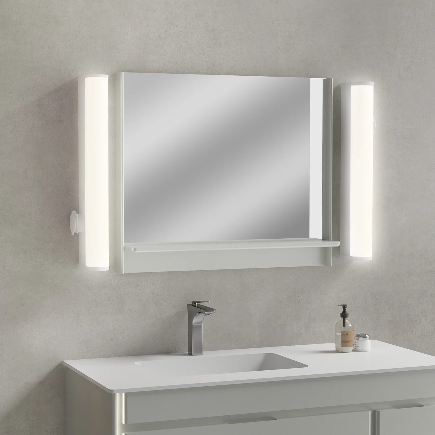 IMVSINCERE LED Wall Mounted Bathroom Lights  with EU socket T8 fixture for bathroom light with shaver socket 95cm 12w ip44