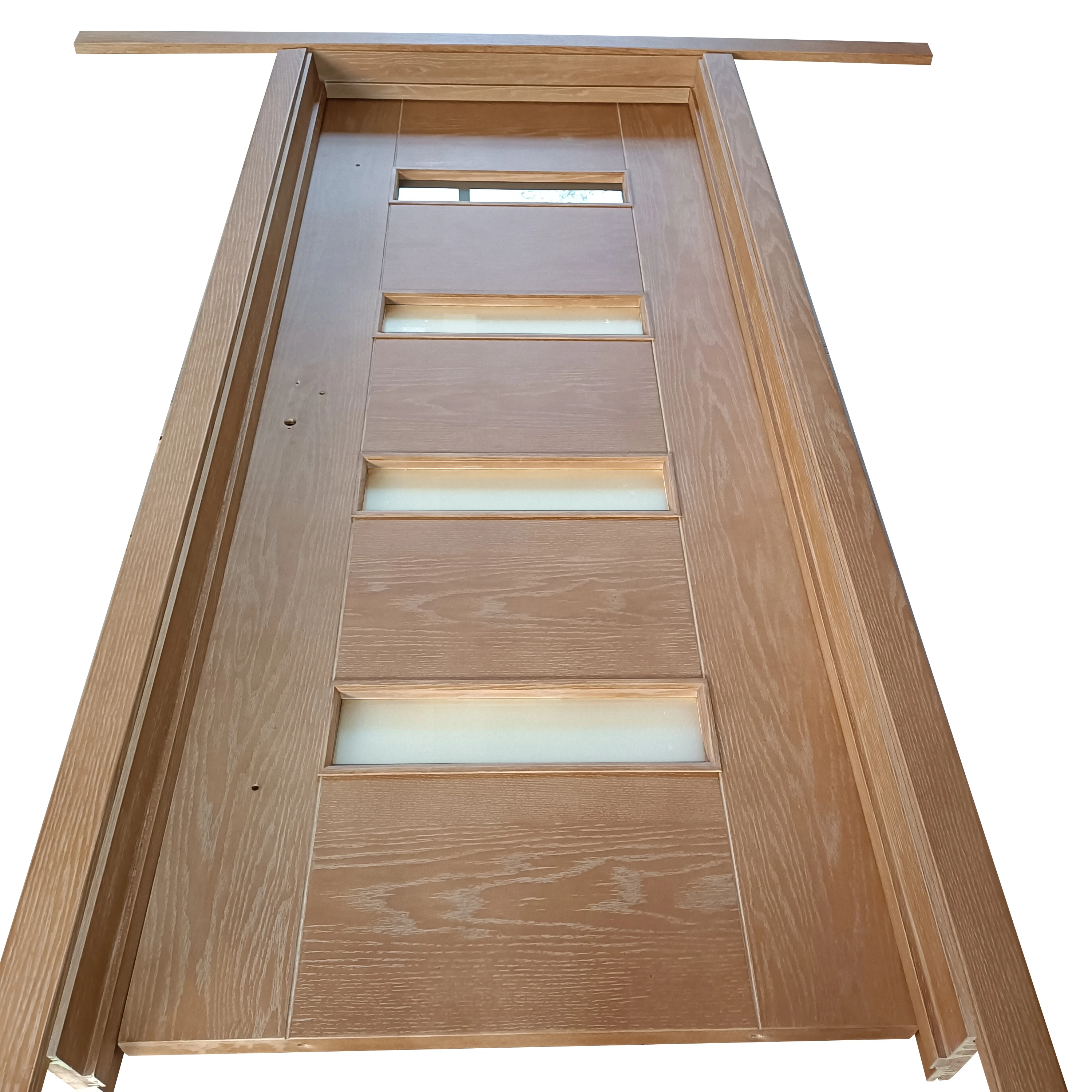 Luxury Decorative Front Pivot Oak Solid Core Wood Front exterior door with glass design for luxury villa/office