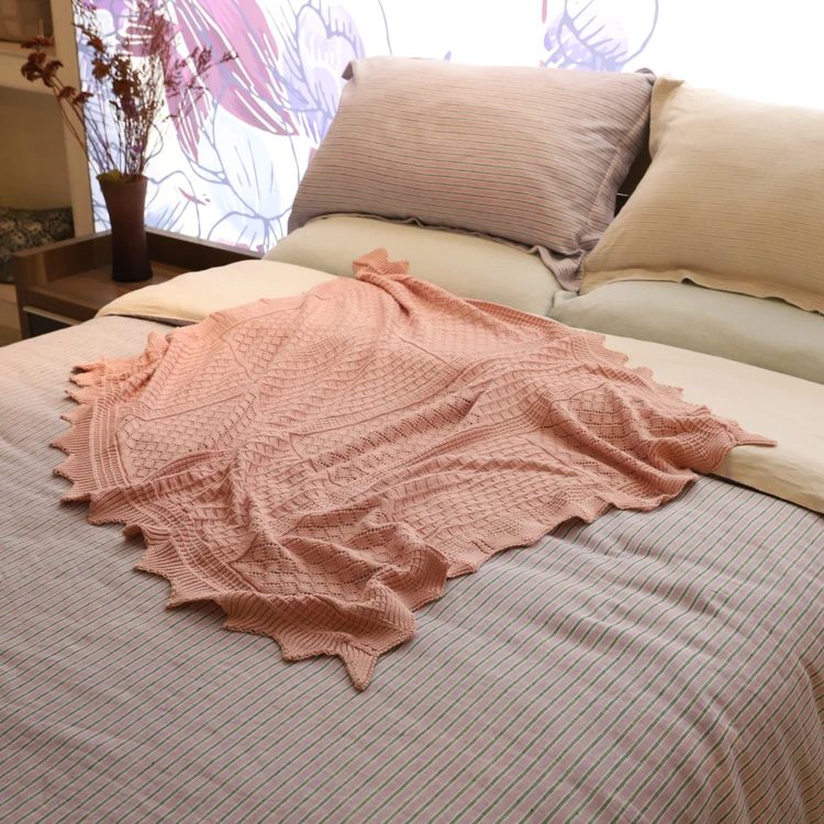 custom plane luxury linen wool cotton chunky knit throw baby blanket with lace for sofas