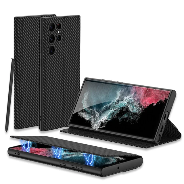 For Samsung Galaxy S23 Ultra Plus Case Luxury Magnetic Folding Bracket Flip Holder Leather Shockproof Back Cover Accessories