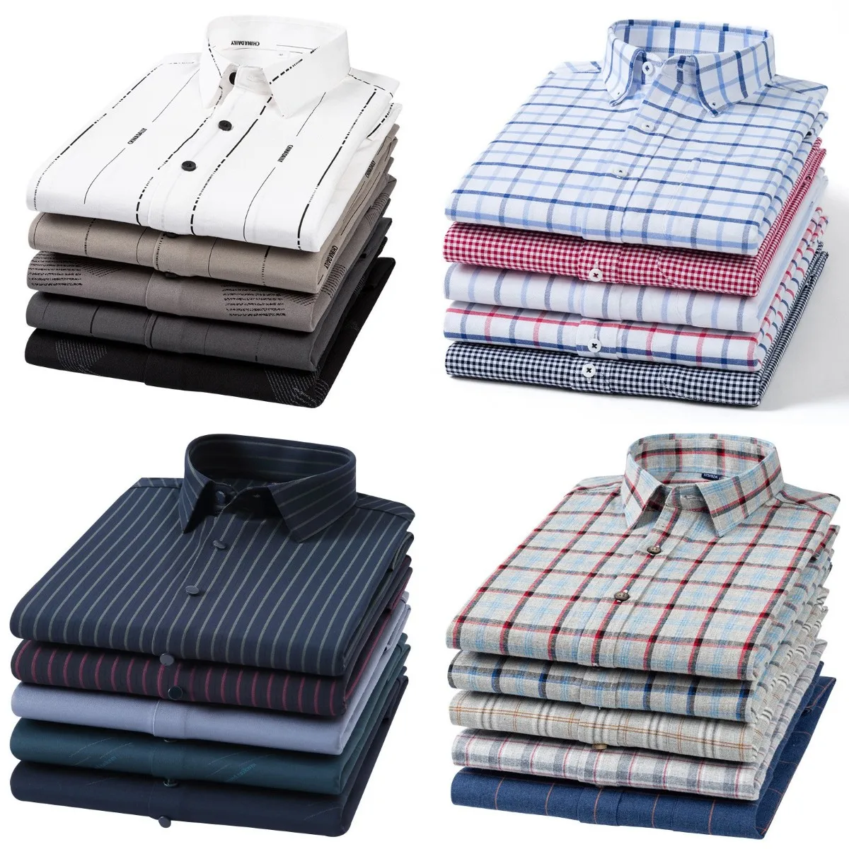 Casual 100% Cotton Men's Shirts Men Slim Fit Dress Shirt Long Sleeve Plaid Shirts Drop 2024 Wholesale New for Men Hip Hop