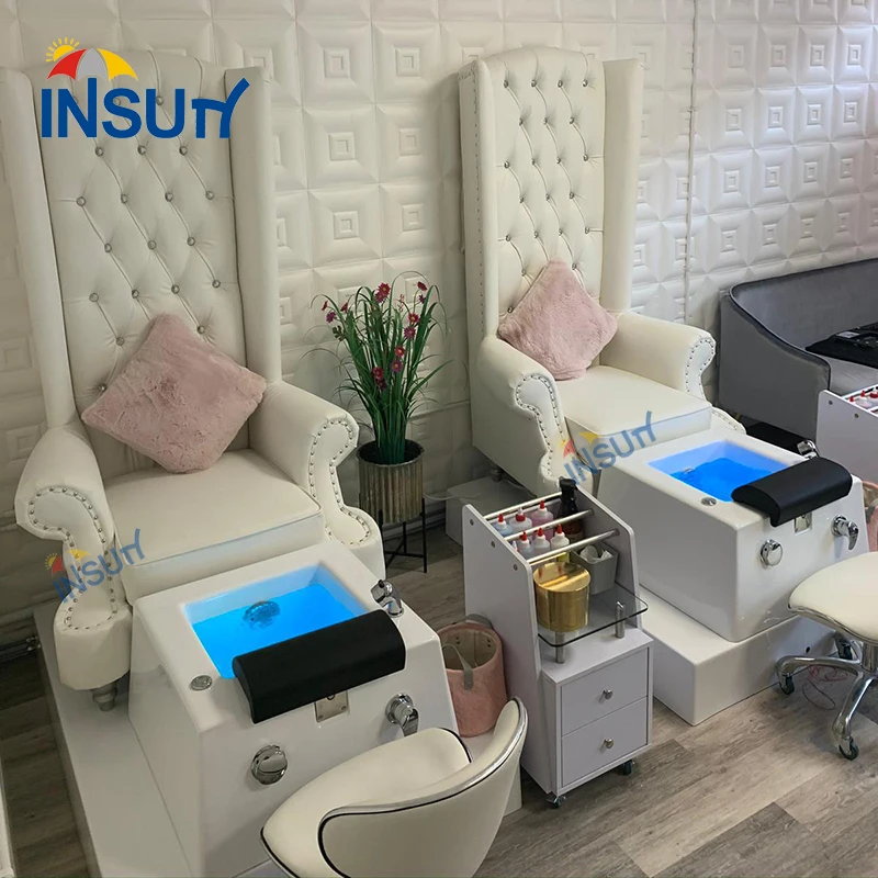Wholesale Cheap Modern Salon Furniture White High Back Foot Spa Manicure chairs Luxury Throne Pedicure Chair