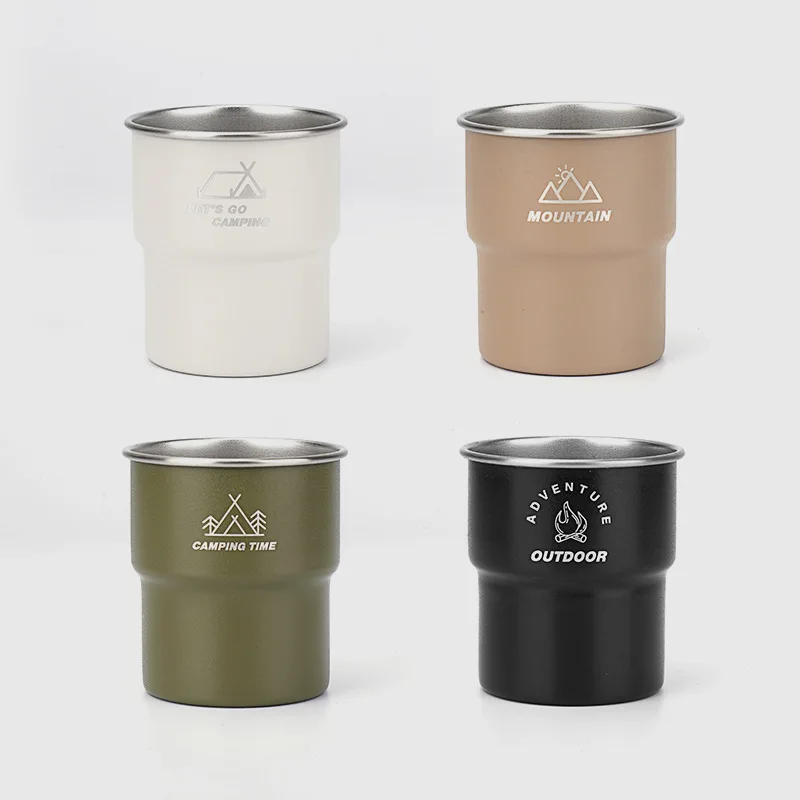 Stackable Stainless Steel Cups, Metal Drinking Cups, Reusable Drinking Step Cups for camping, home, office