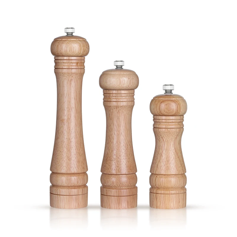 2024 professional good grip Adjustable ceramic mechanism manual Wooden Salt and Pepper Shaker seasoning Spice Grinder mill