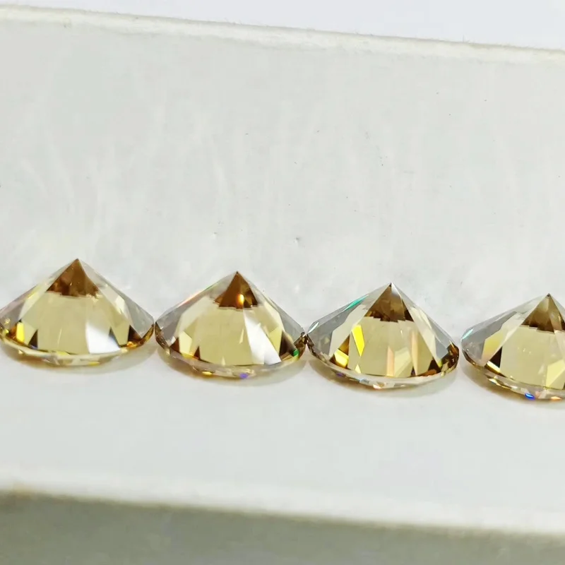 GRA Moissanites Diamond Gemstone Excellent Cut D VVS Champagne Color Loose Round Moissanites