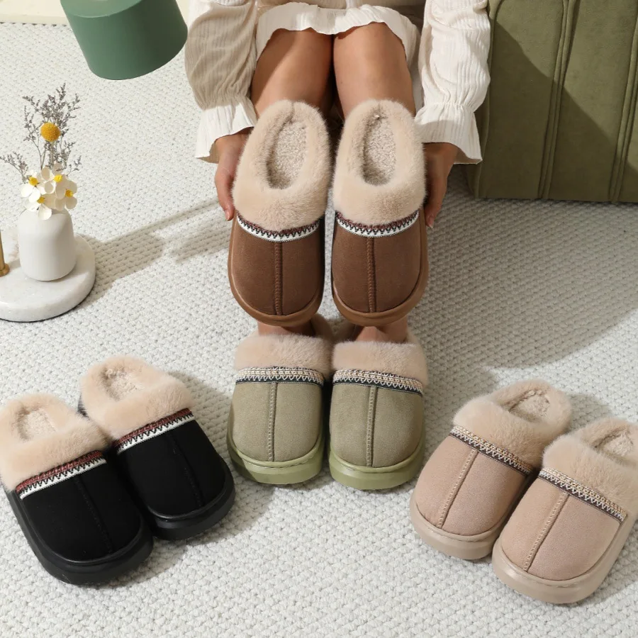 Wholesale Plush Slippers Thick Soled Outdoor Women Slippers for Warmth Thick Soled and Thick Shoes