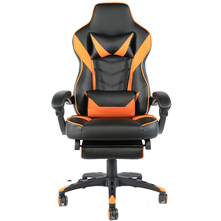 Wholesale Fashional Orange Leather Esport Pillow E-sport Executive Racing Pc Custom Vr Ps4 Gaming Computer Chair