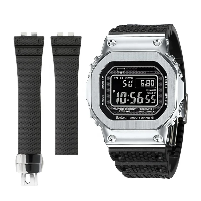 High Quality Fluororubber Strap FKM Band Folding Clasp for GMW-B5000 Watch Mod Replacement