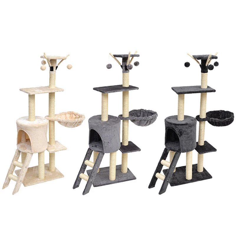 Manufacturer wholesale durable grey beige pet product cat tower
