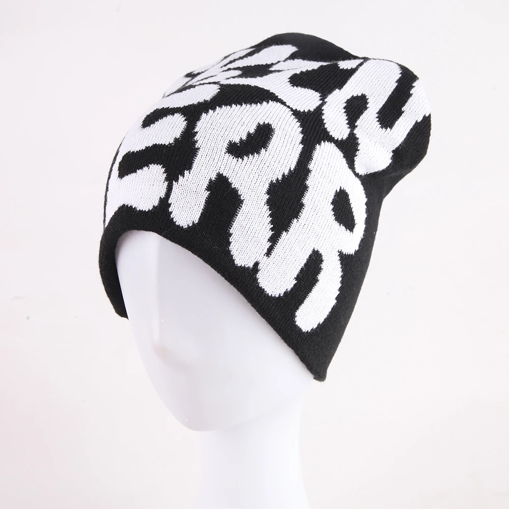 Designer High Quality Winter Digital Print Jacquard Knit Beanie Custom Beanies Hats
