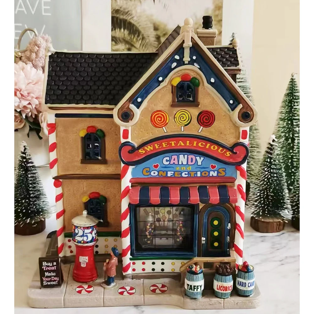 Customized Christmas Polyresin Handmade Seasonal Holidays Led House Home Village Collections