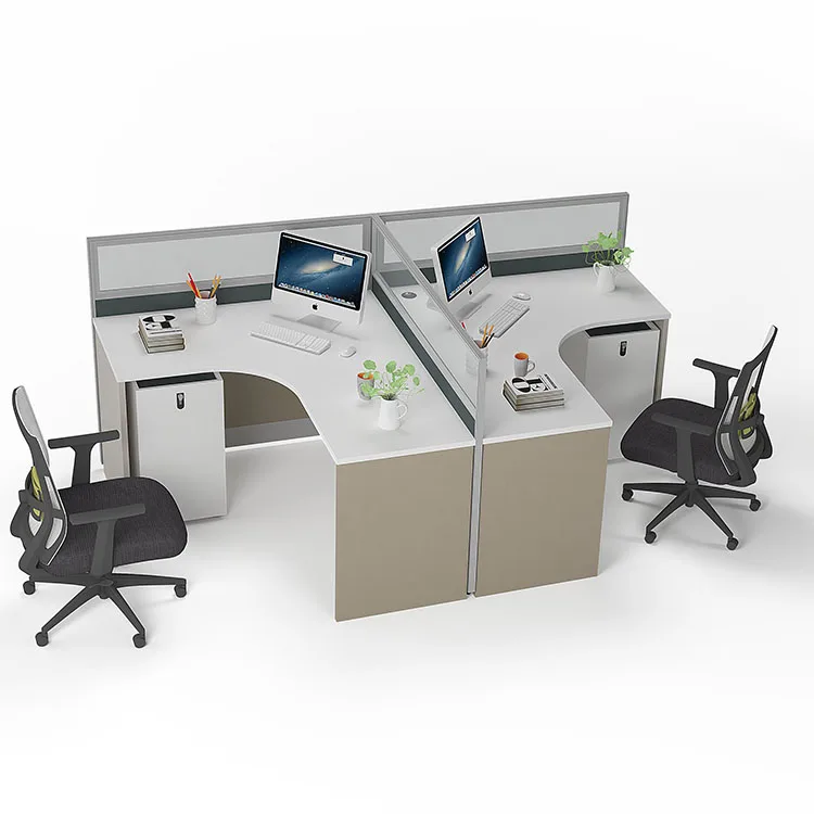 30mm Thick Aluminum Partition L shape Call Center Cubicle Office Workstation