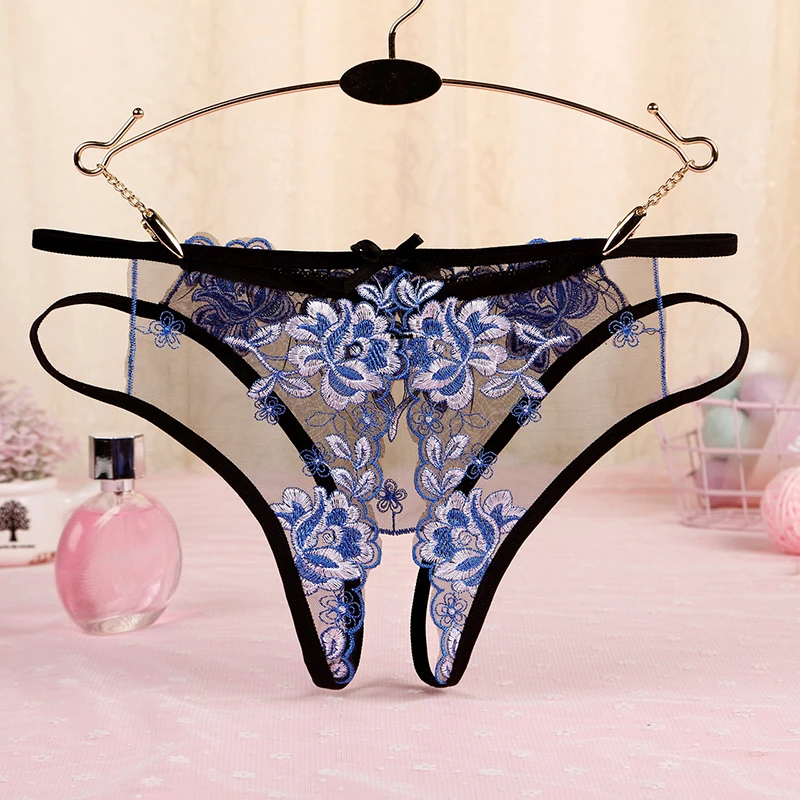 Wholesale Sexy Lace G-String Panties Cheap Women Panties Thongs Crotchless Sexy Mesh Hollow Custom Panties