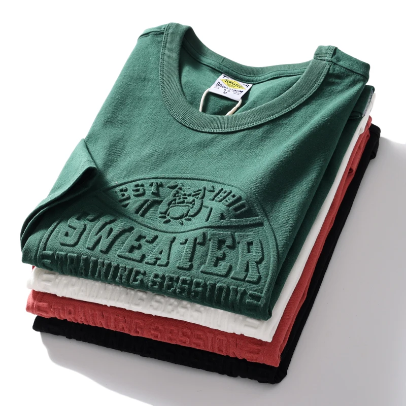 Oem Clothing Custom High Quality 100 Thick Cotton Men Oversized T Shirt Camiseta Premium Embossed T Shirt