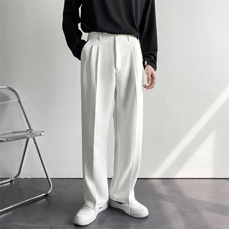 2024 Spring and autumn new draping straight leg suit pants men loose Korean version of casual wide-leg trousers mopping pants