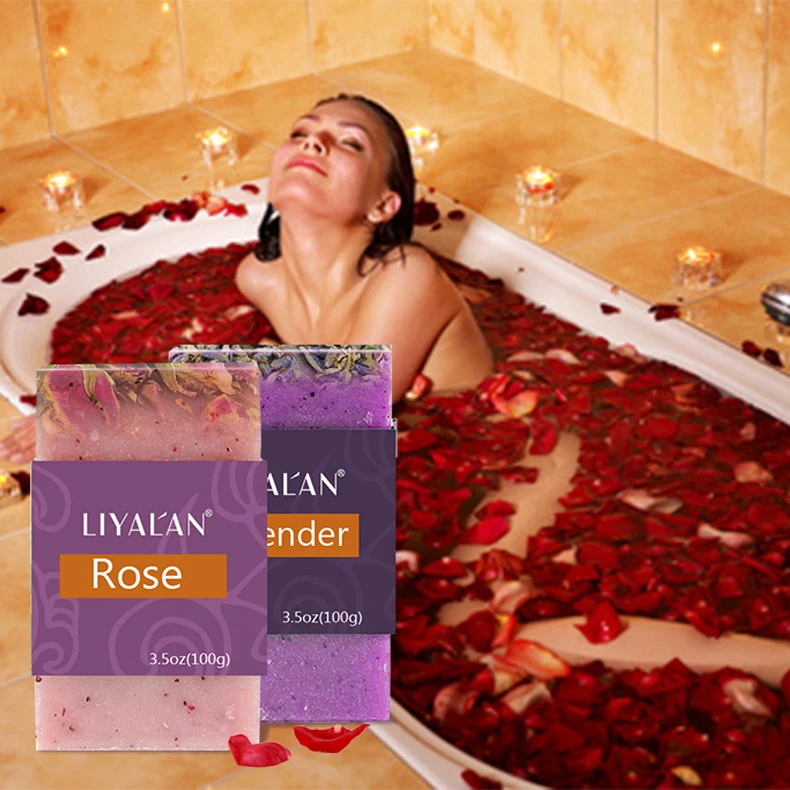 custom high quality cleaning whitening Soap Flower natural organic face body Bath Soap handmade flower bar soap