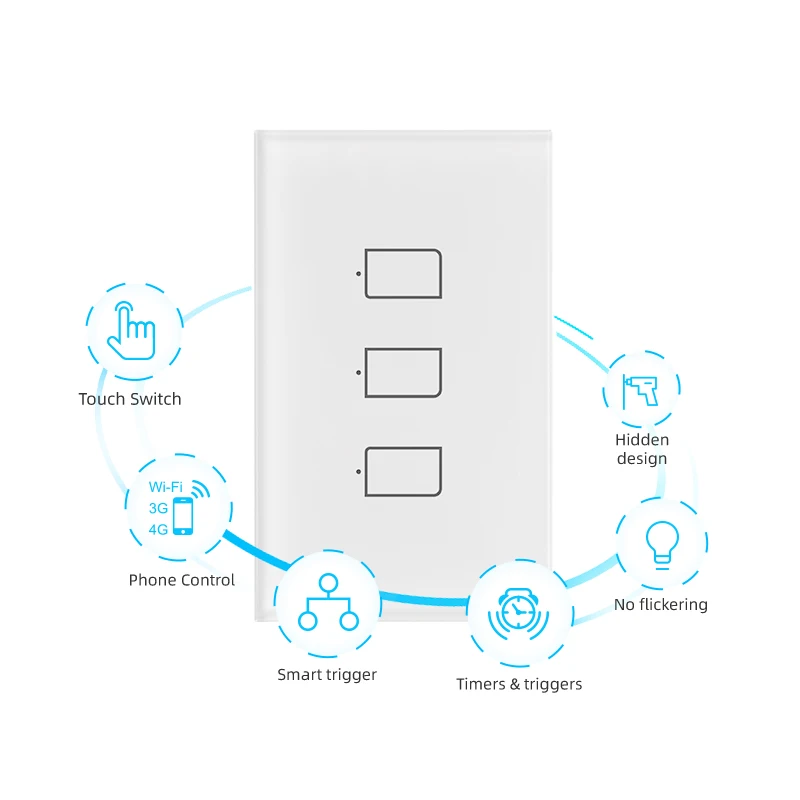
Smart Life WIFI BroadLink TC2S 3 way Smart Touch Switch Remote Switch 