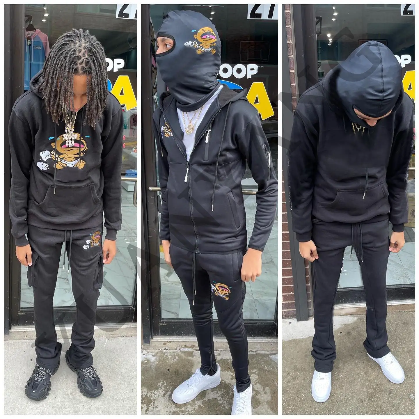 2021 New Design Custom Private Label Nylon Reflective Stripe 2 Piece Sets Zipper Jogging Tracksuit For Men