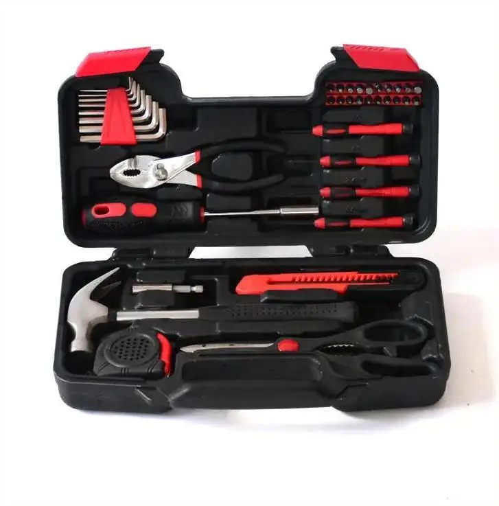 39pcs Hand Ttool Box Ccombination Tool Set Repaire Mechanics Home Kitchen Car Carbon Steel Hardware Case Kit Hammer Spanner Part