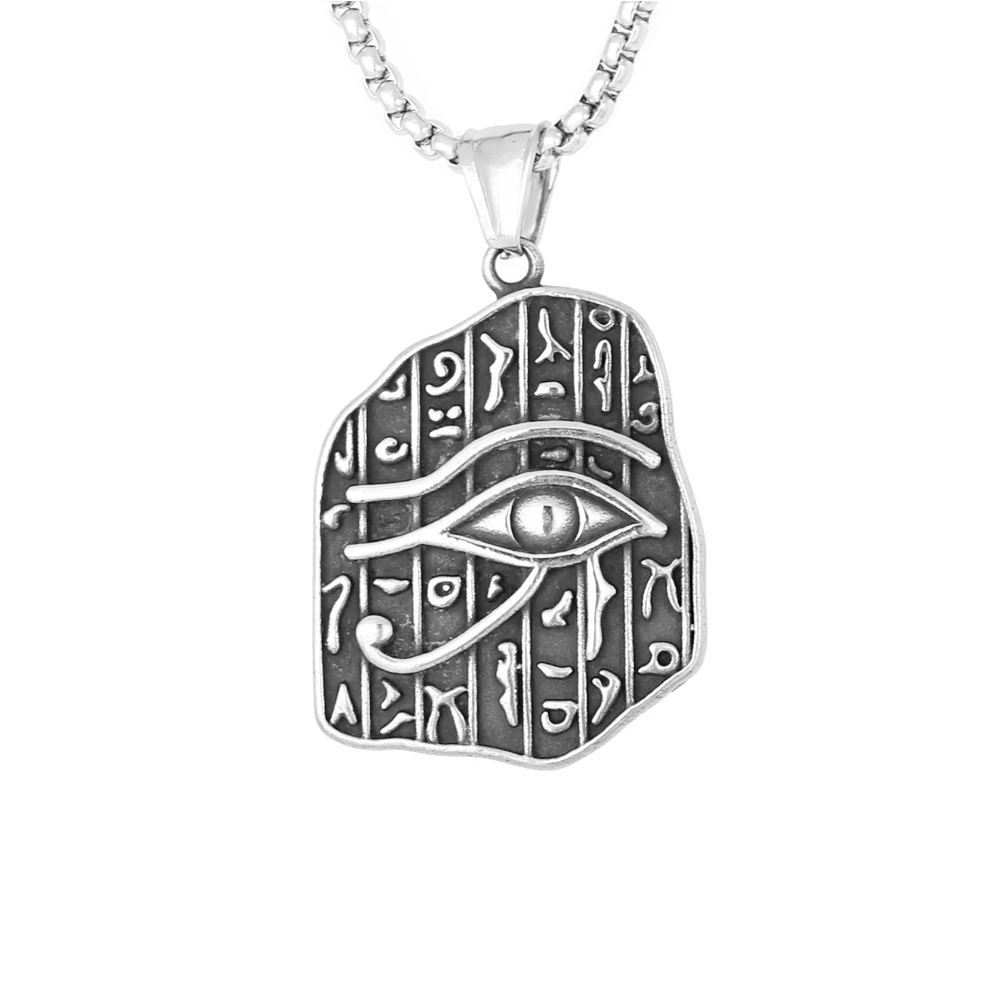 Vintage Irregular Rune Amulet Jewelry Colgante Statement Stainless Steel Egypt Eye of Horus Pendant For Necklace