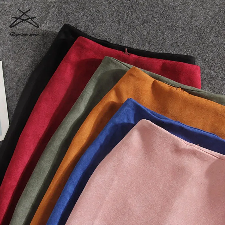 New women fashion bodycon bud official suede pu leather midi skirt for women skirts