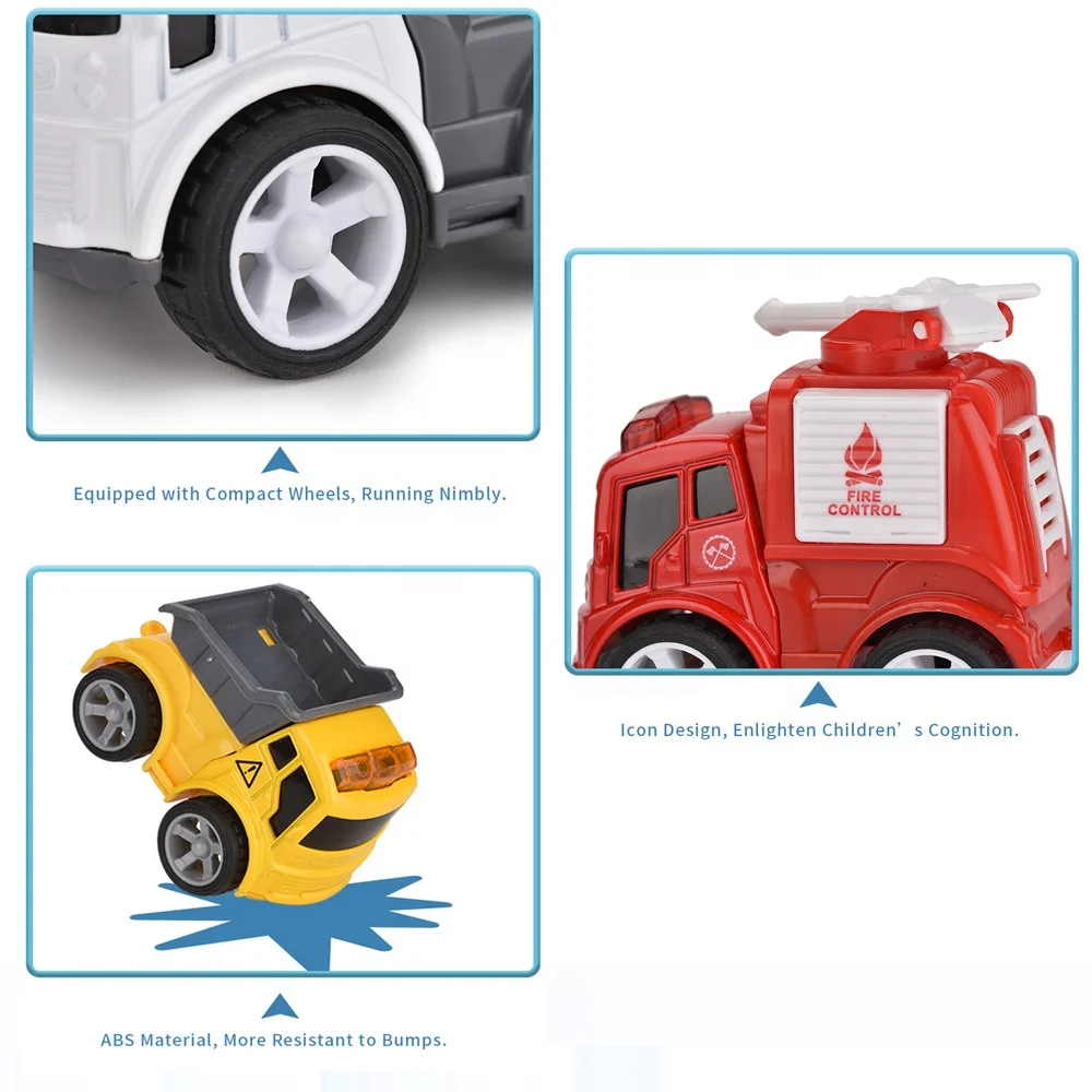 
Wholesale Q pull back fire engine truck toy die cast model car 8 pcs 