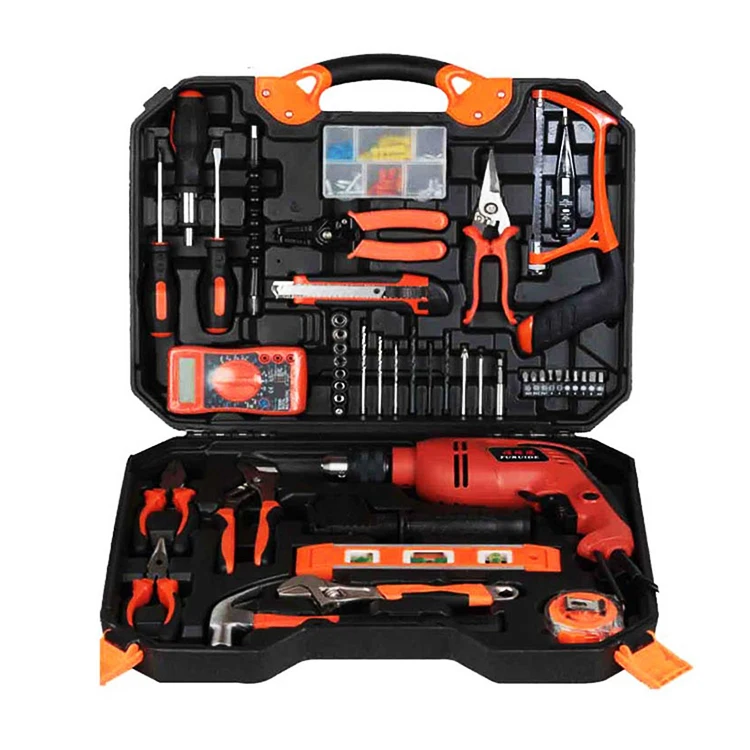 120 pcs household electrical tools and equipment electric tools box with drill power drill tool kit set