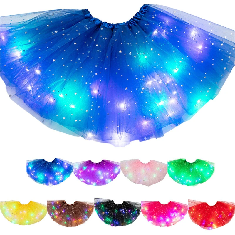 Tutu Ballet Dancing Skirt Girls LED Light Up Tutu Ballet Skirt Princess Luminous