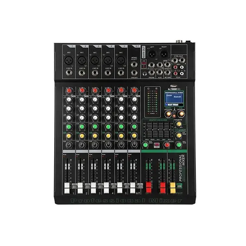 TEBO Professional 6 каналов MX6 аудио микшер микширование звука при воспроизведении компьютера 48 В Phantom