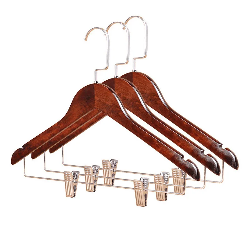 Wholesale Wood Clip Hanger Non Slip Boutique Wooden Clothes Hanger for Clothing Shop