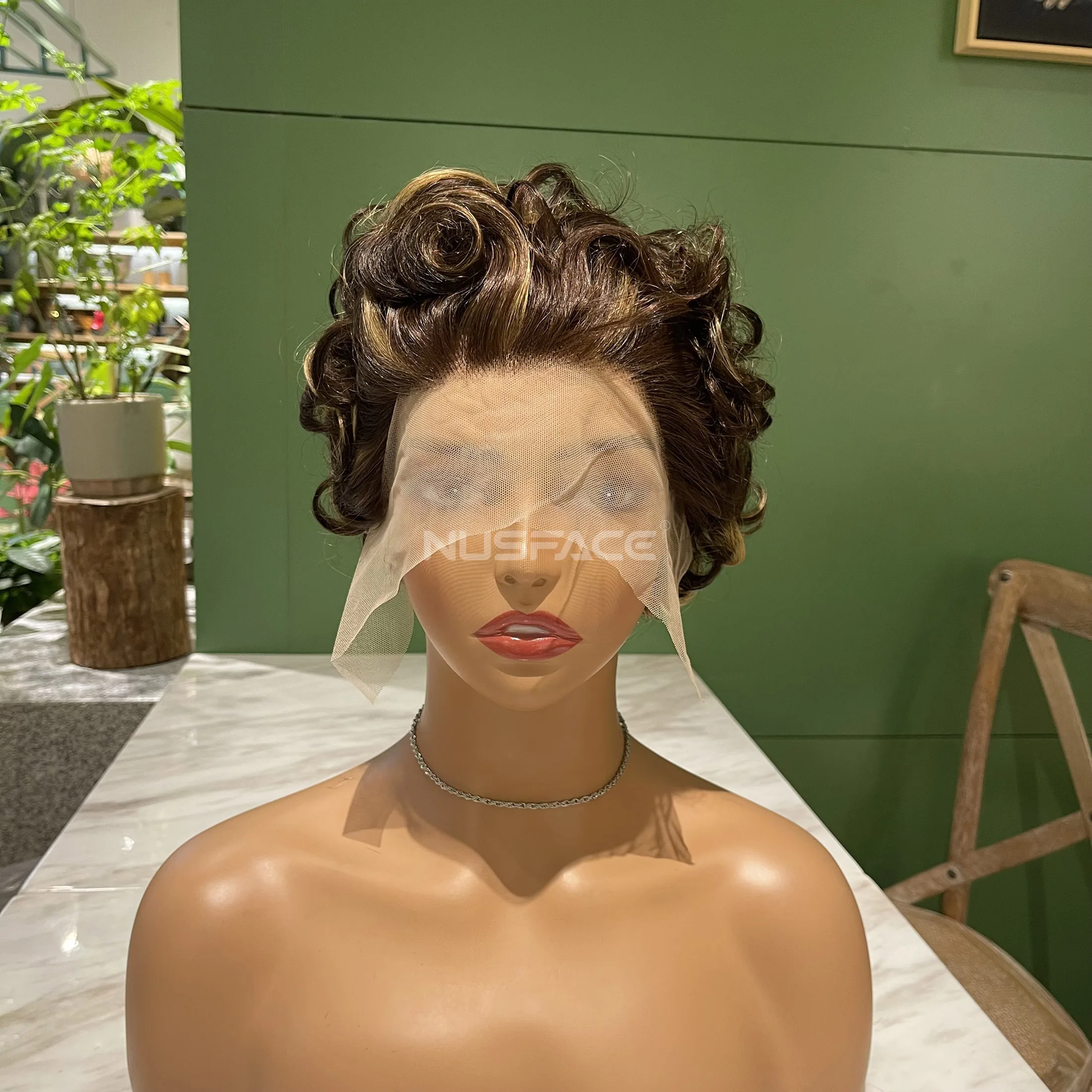 Short Water Wave Bob Wig Brazilian Natural Wave Highlight Blonde Pixie Cut TPart Lace Wigs Brazilian Rose Curly Human hair Wigs