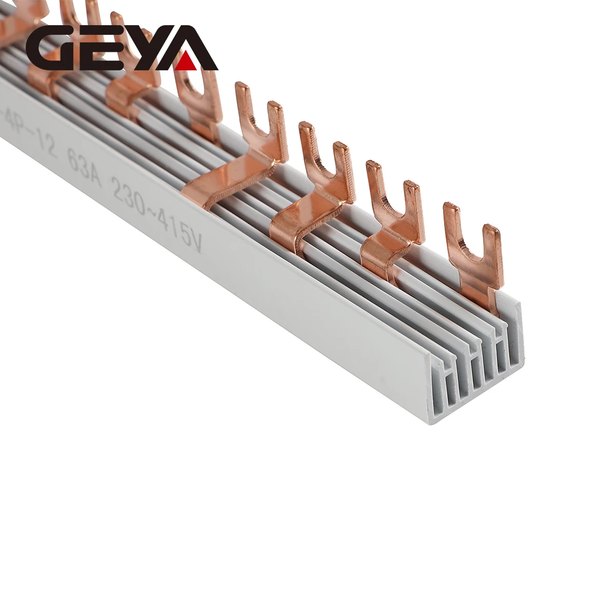 GEYA 1P 2P 3P 4P pin 63A u type fork type mcb electric copper busbar for distribution box mounting