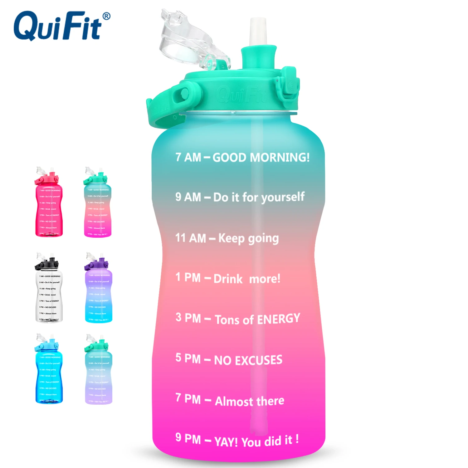 128oz Big Gallon Water Bottle with Straw for Hydration BPA Free Leak-Proof Durable Inspirational Quotes Motivation