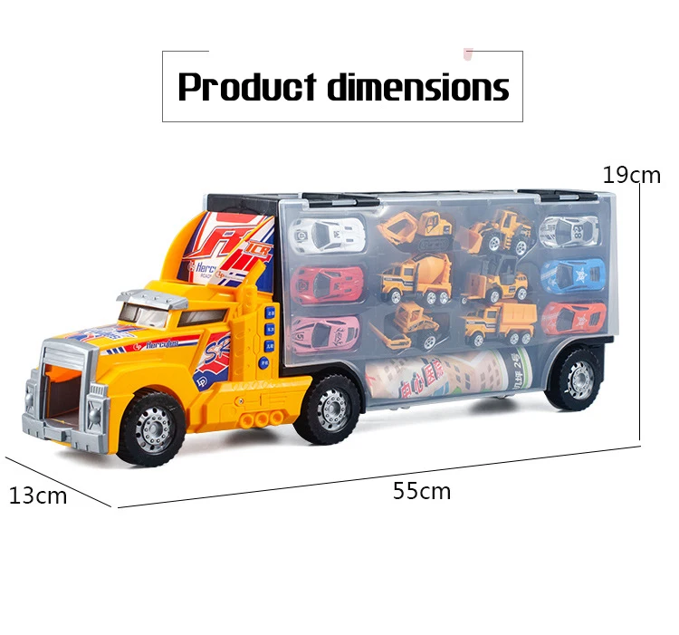 
Large portable container truck toy car military engineering fire truck excavator alloy car boy toy 