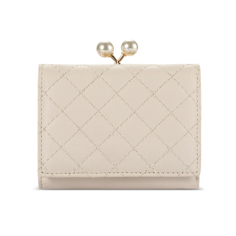 Ladies Travel PU Mini Purse Zip Women Wallet 2023 Long Card Wallets for Women Fashionable Wallet Waterproof Polyester Pearl Star