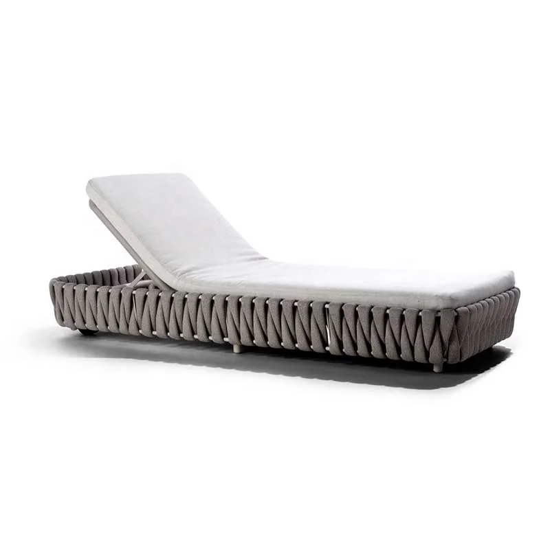 Customized luxury sun loungers modern beach sun loungers with rope woven