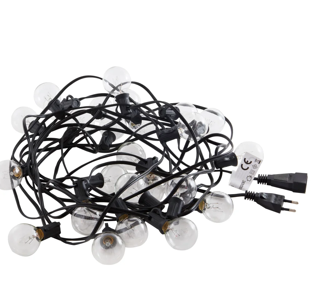 50Ft Globe Bulb String Lights with 25 Glass/plastic Vintage Bulb Outdoor Patio Garden Garland Decorative Fairy Christmas lights