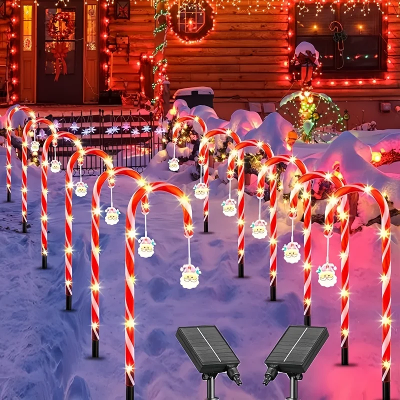 Outdoor Waterproof  Christmas Decoration Solar LED light Candy Cane Garden Park Lamp Yard Light Walking Sticks Christmas Light