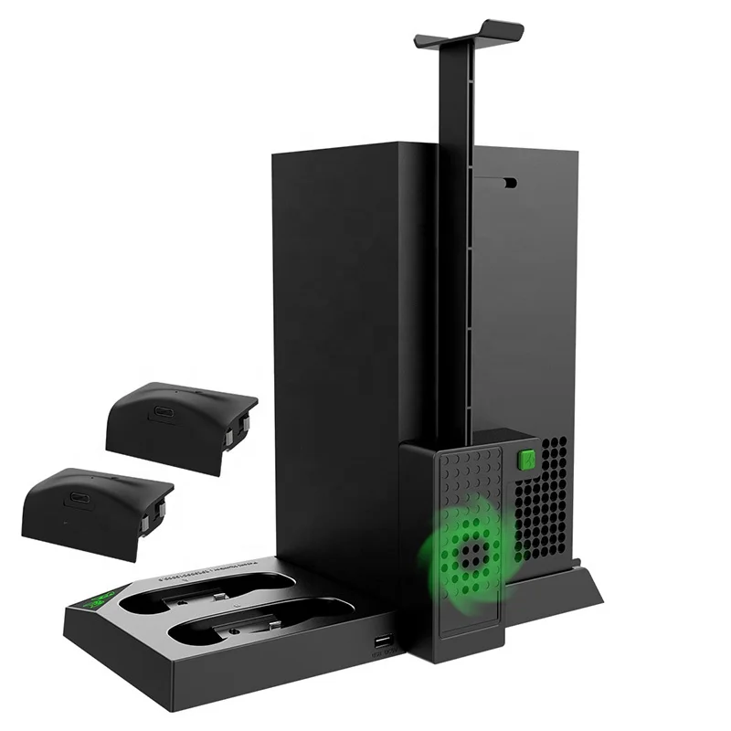 Hot popular air cooling accessories cooling dual game handle seat charger for Xbox series x host game console stand fan