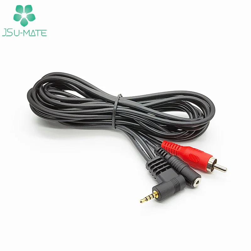 Gold Plating 90 Angle 2.5mm TRRS Male To Mono Female Plug RCA Cable High Quality Y Stereo Cable Mono Cable