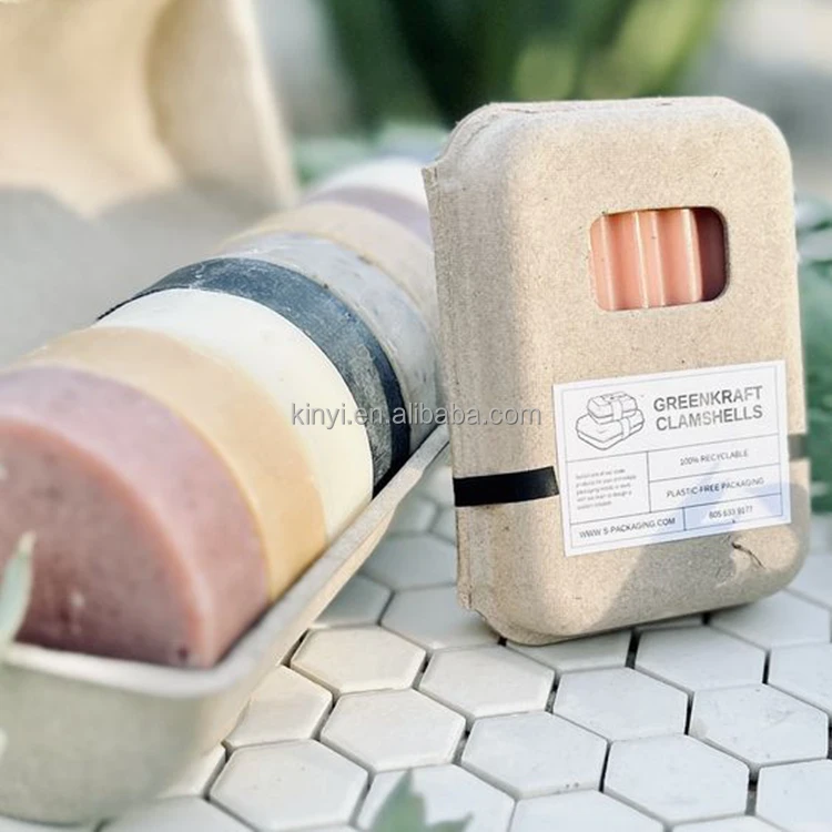 Recycled Corrugated Paper Pulp Molded Eco friendly Box Packaging for Cosmetic Skincare Soap Box Packaging