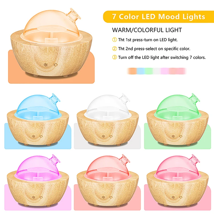 Innovative Products 2021 Glass Aroma Diffuser Wood 280ml Scent Aromatherapy Oil Diffuser Humidifier