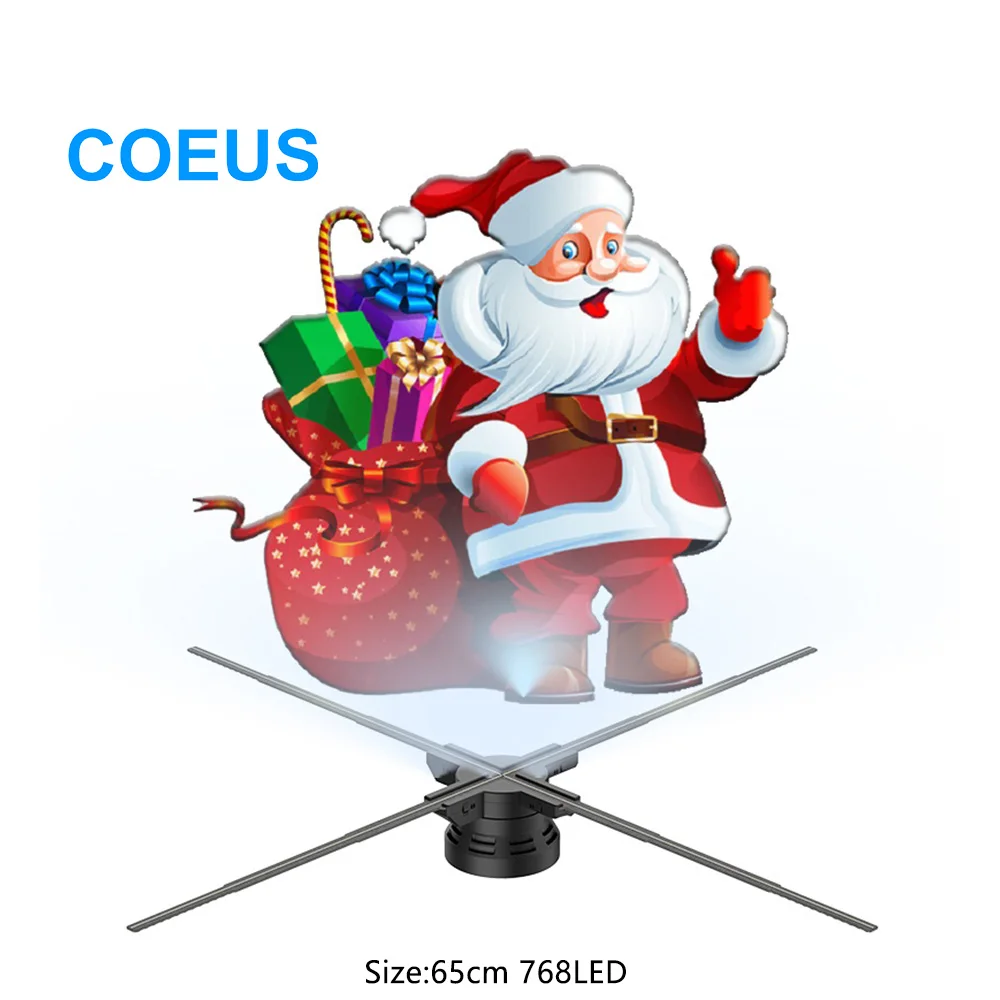 Голографический светодиодный рекламный вентилятор COEUS с 4 лезвиями, 65 см, 768