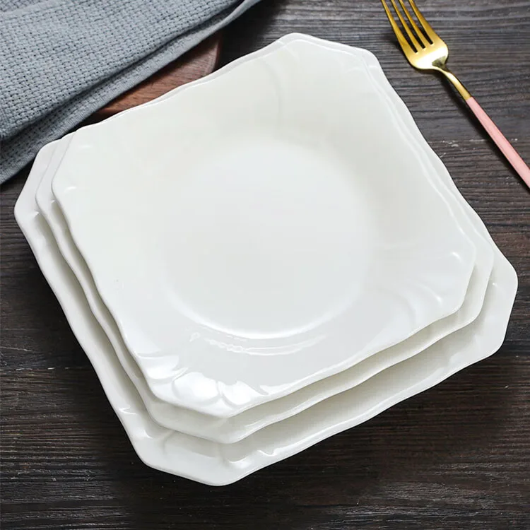 Wholesale Unbreakable White Large Custom Plastic Square Melamine Dinner Plates For Restaurant