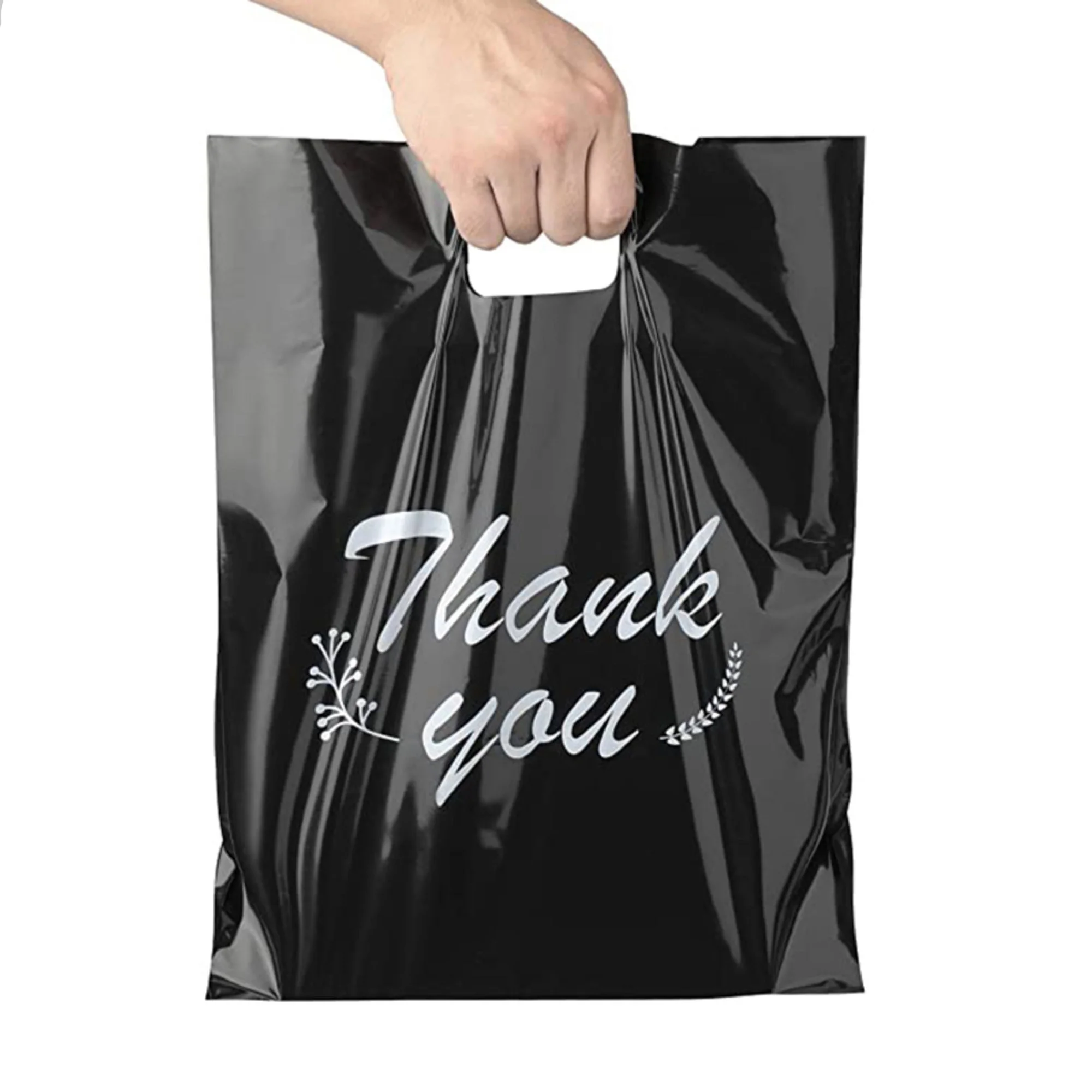 Personalized Brand Name Shopping Bag Custom Logo Printed Boutique thank you Clothing Packing Die Cut Handle Plastic Bags