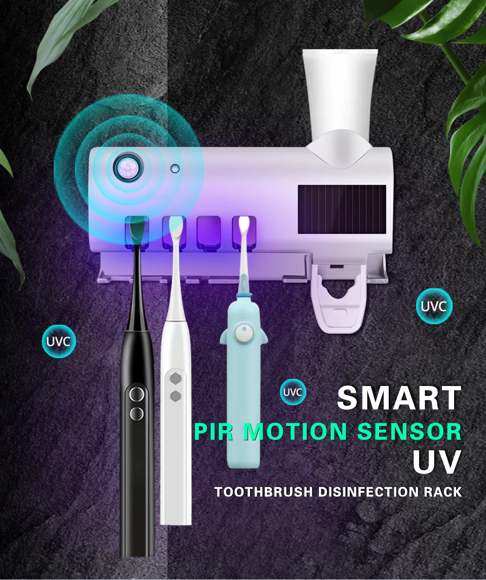 Smart NEW with toothpaste squeezer USB rechargeable Mini portable UV tooth brush Sterilizer Toothbrush Sanitizer Holder Box