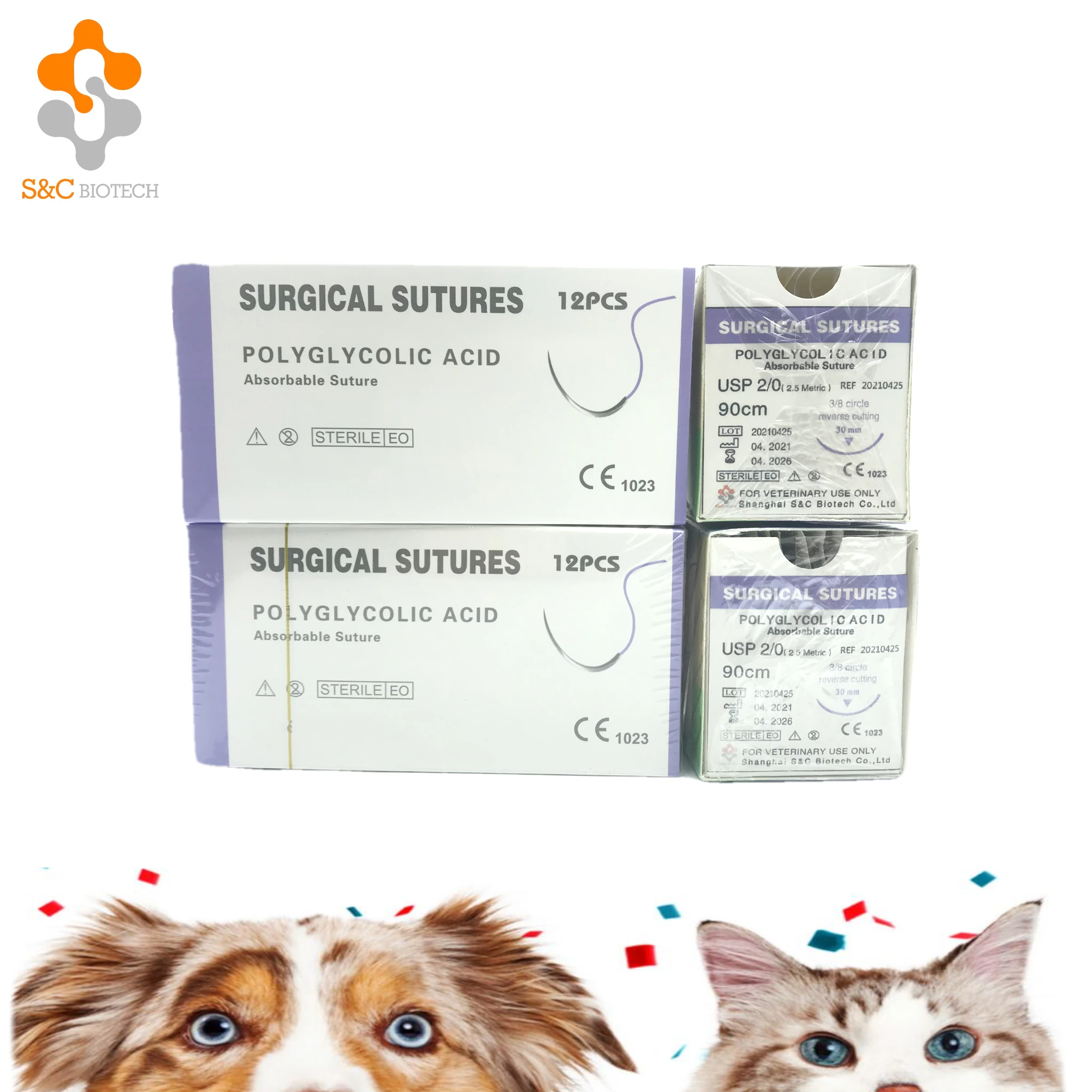 
surgical suture thread Medical disposable absorbable Polyglactin veterinary sutures manufacturer 