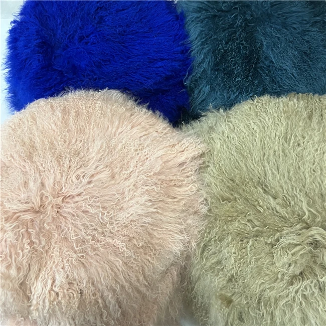 bright blue Curly Kalgan Lamb Fur Plate Throw